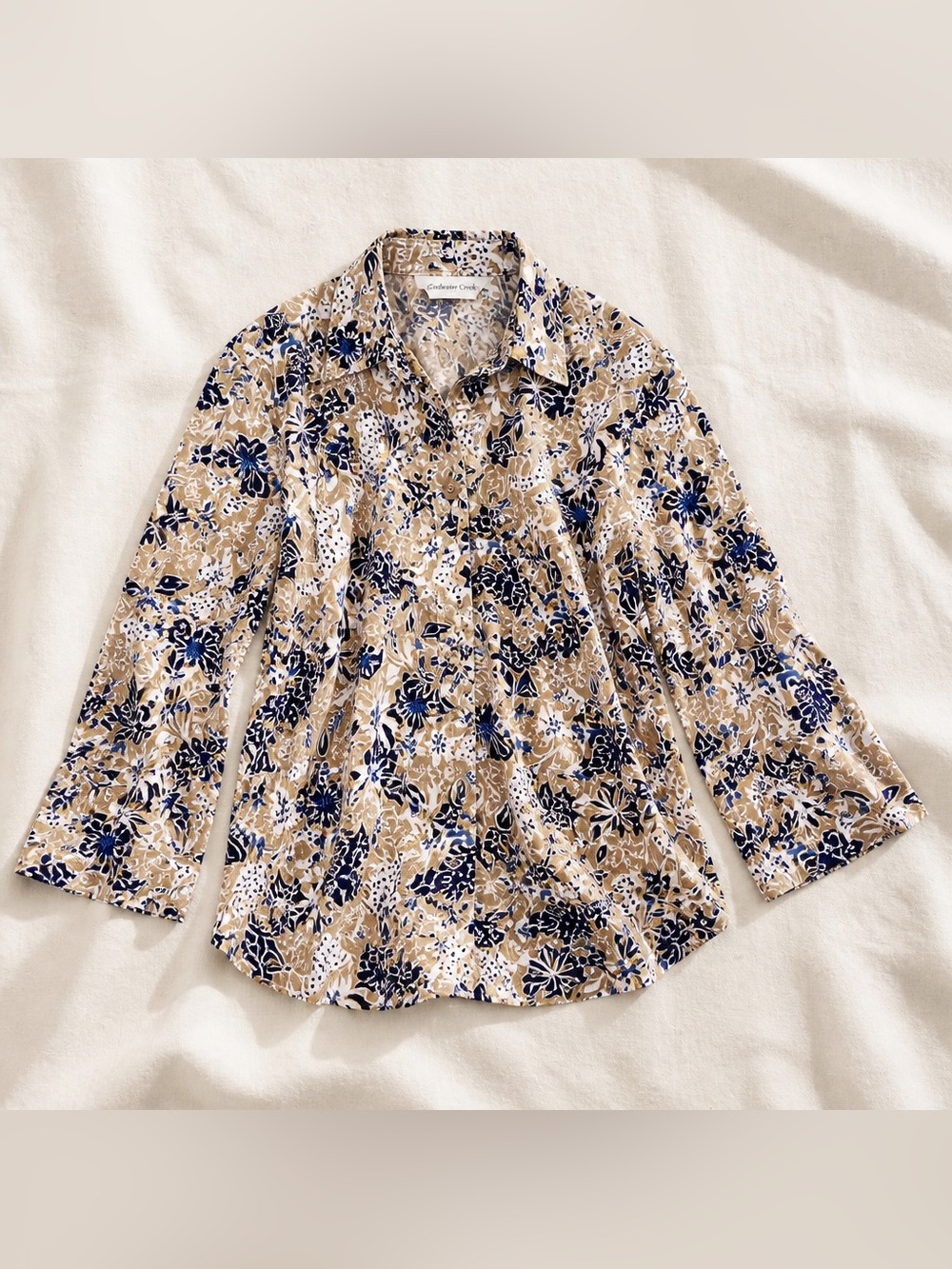 Christopher Banks Large Vintage Paisley Print Linen Rayon Button Down Shirt.